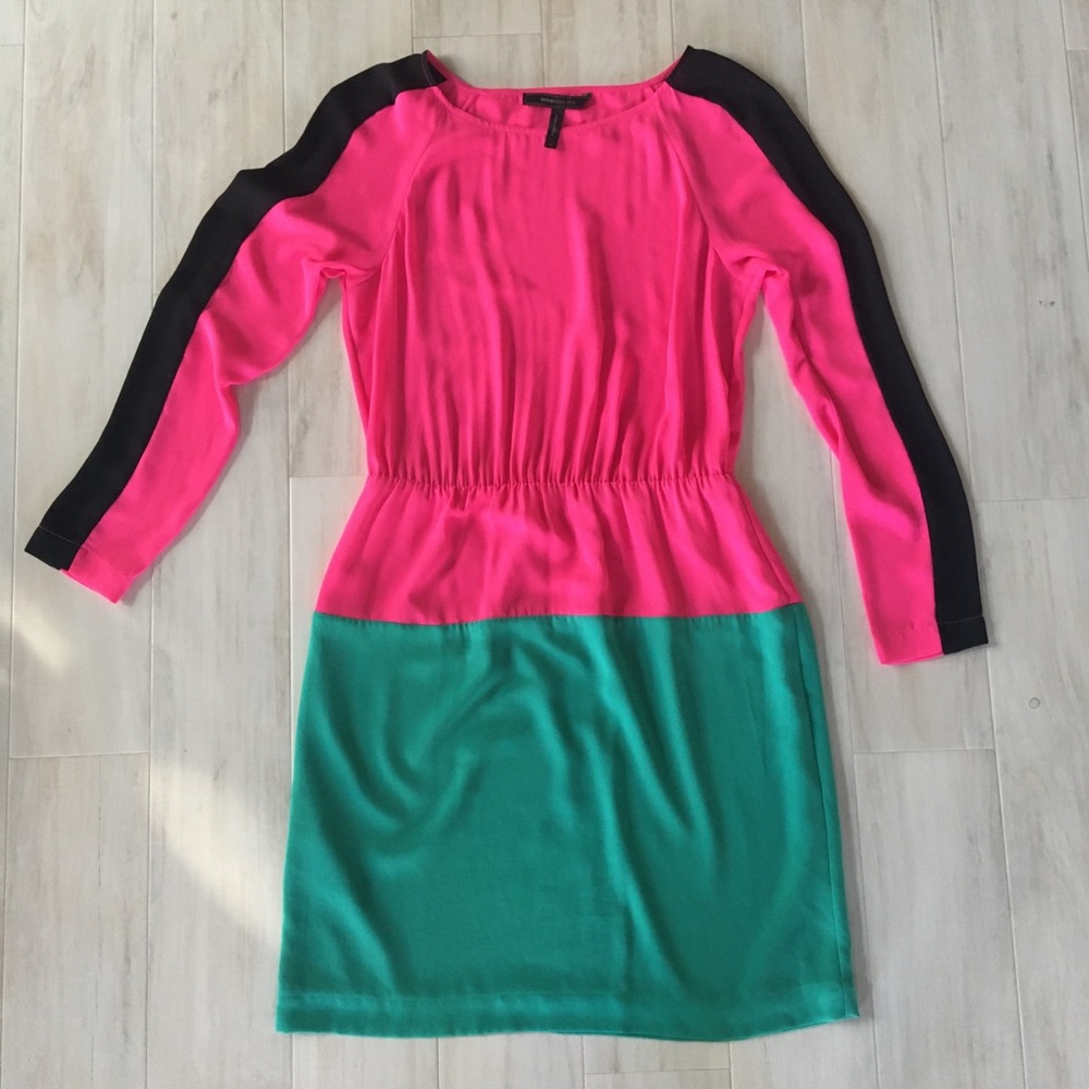 BCBG MaxAzria Colorblock Long Sleeve Dress